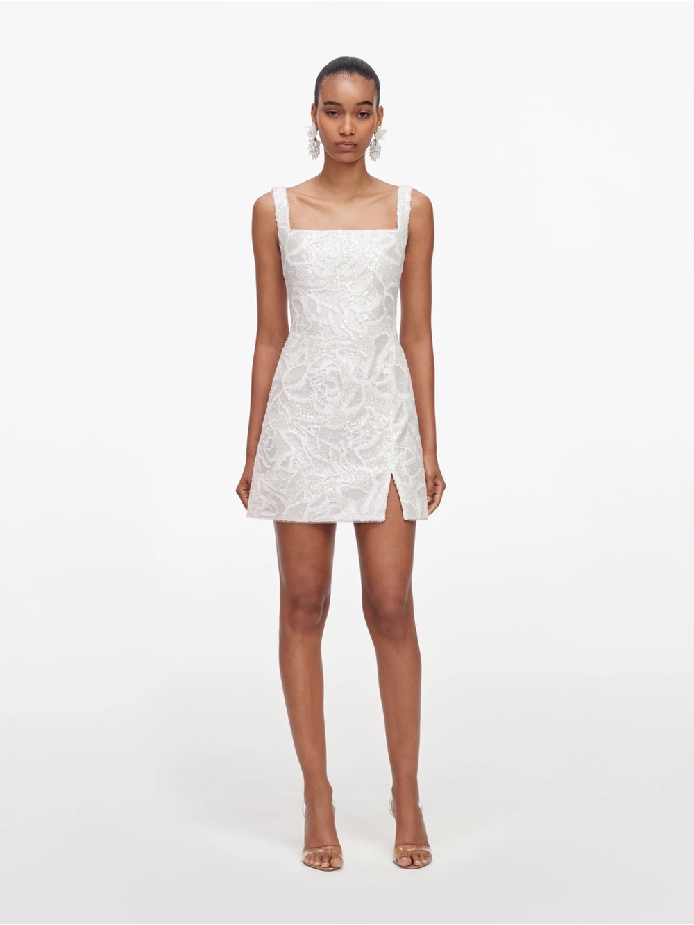 Self Portrait White Sequin Mini Dress